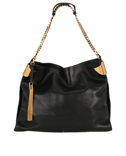 Chain Hobo Bag, &pound;450, Handbags, Black, Leather, Front view